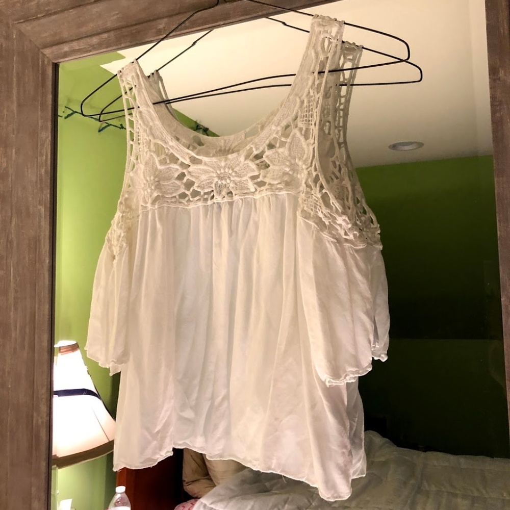 Forever 21 White Cold Shoulder shirt